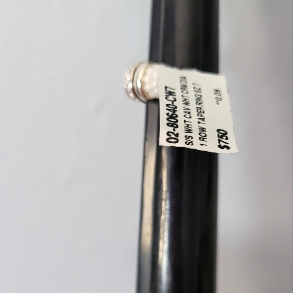 LAGOS SS White Ceramic Diamond Stacking Band Ring 7 - Picture 3 of 11